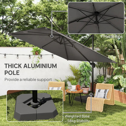 10 FT Outdoor Offset Cantilever Umbrella, Crank Handle, Tilt, 360° Rotation Offset Cantilever Umbrellas at Gallery Canada
