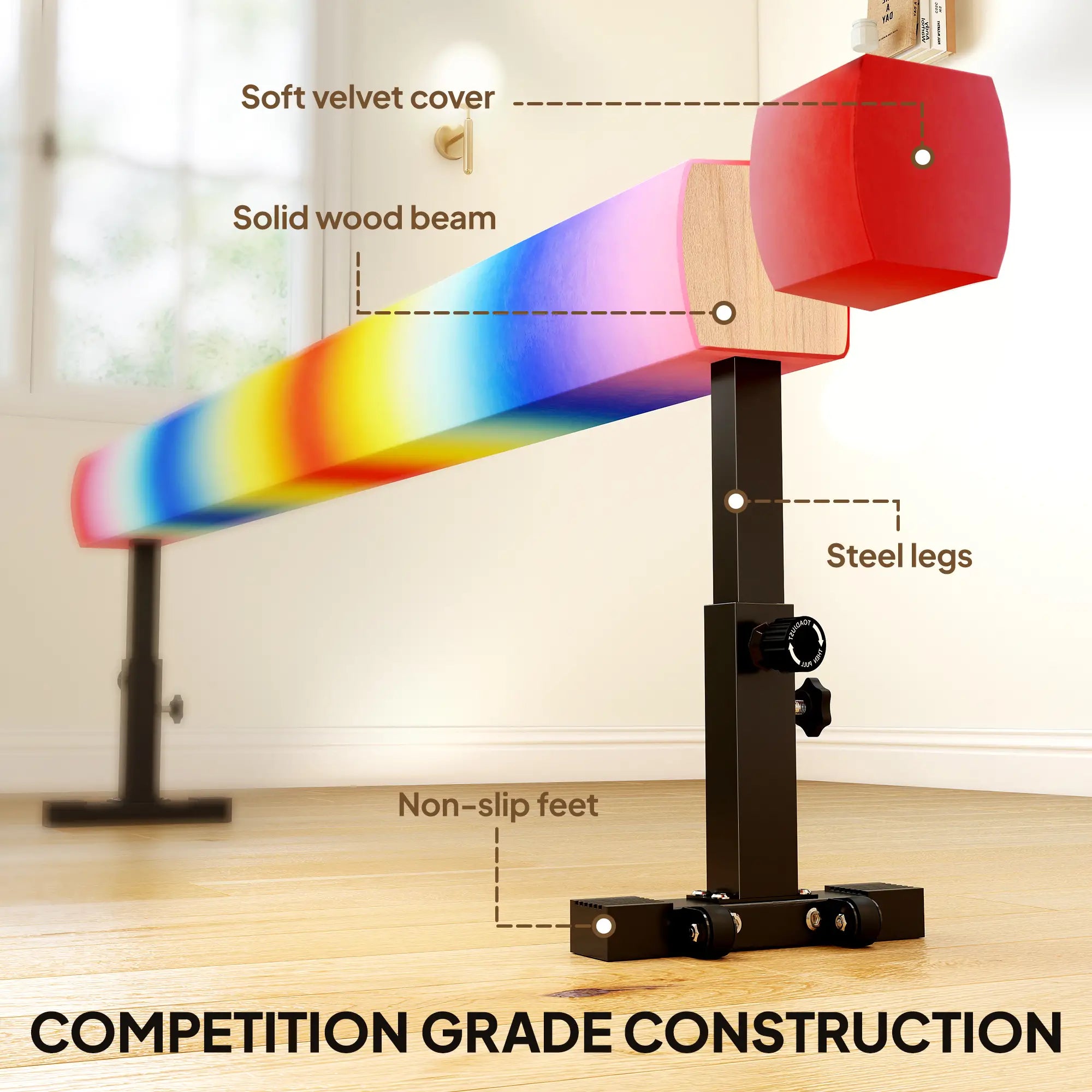 7.5ft Adjustable Gymnastics Balance Beam With Wheels, Training Equipment Gymnastics Mats at Gallery Canada