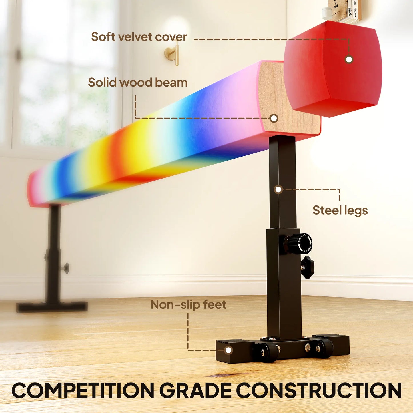 7.5ft Adjustable Gymnastics Balance Beam With Wheels, Training Equipment Gymnastics Mats at Gallery Canada