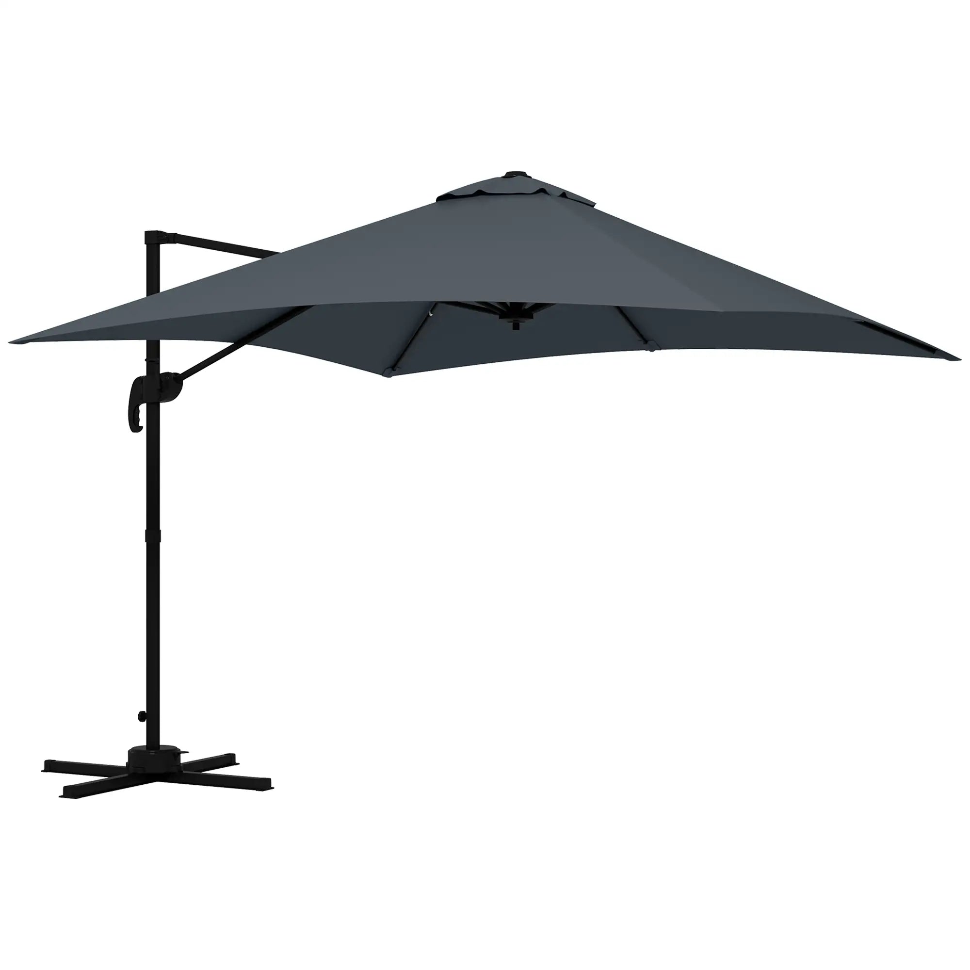 10x10ft Rotatable Square Cantilever Umbrella, 4 Adjustable Angles, Dark Grey Cantilever Umbrellas Dark Grey at Gallery Canada
