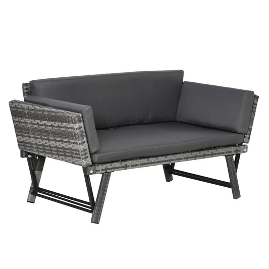Convertible Wicker Loveseat, Patio Chaise Lounge, Grey Patio Furniture Sets Grey at Gallery Canada