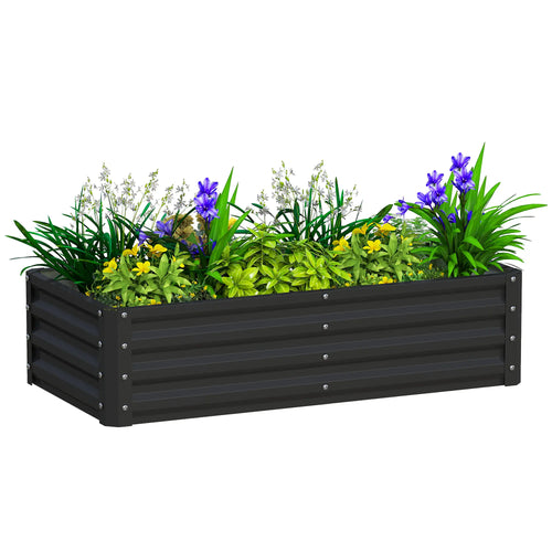 Galvanized Raised Garden Bed, Planter Box, 4' x 2' x 1', Black