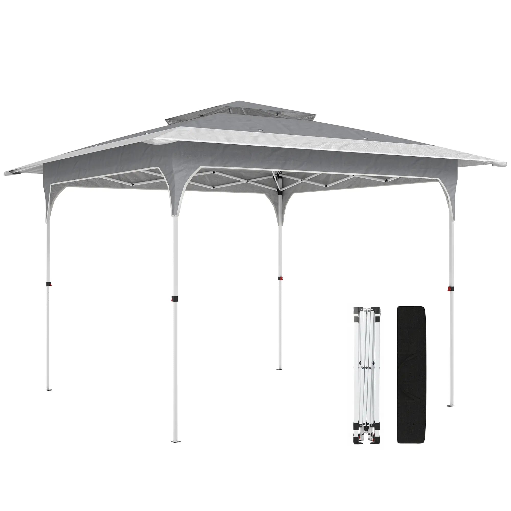 11.5 x 11.5 ft Pop Up Canopy Tent, 1-Button Setup, UPF 50+, Carry Bag, Dark Grey Pop Up Canopies at Gallery Canada