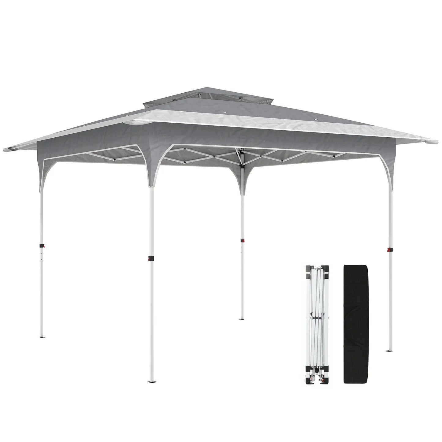 11.5 x 11.5 ft Pop Up Canopy Tent, 1-Button Setup, UPF 50+, Carry Bag, Dark Grey Pop Up Canopies at Gallery Canada