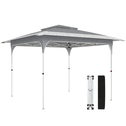 11.5 x 11.5 ft Pop Up Canopy Tent, 1-Button Setup, UPF 50+, Carry Bag, Dark Grey Pop Up Canopies at Gallery Canada