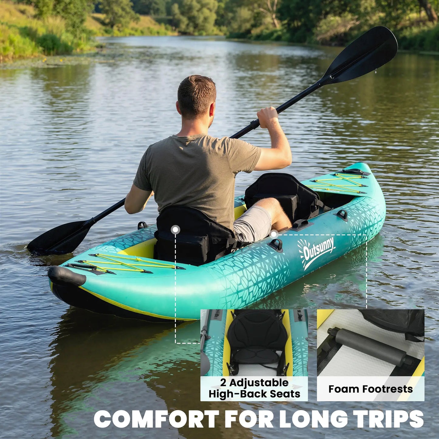Inflatable Paddle Board, 12'6"x37", 506lbs, Yellow and Grey Water Sports & Boating Supplies at Gallery Canada