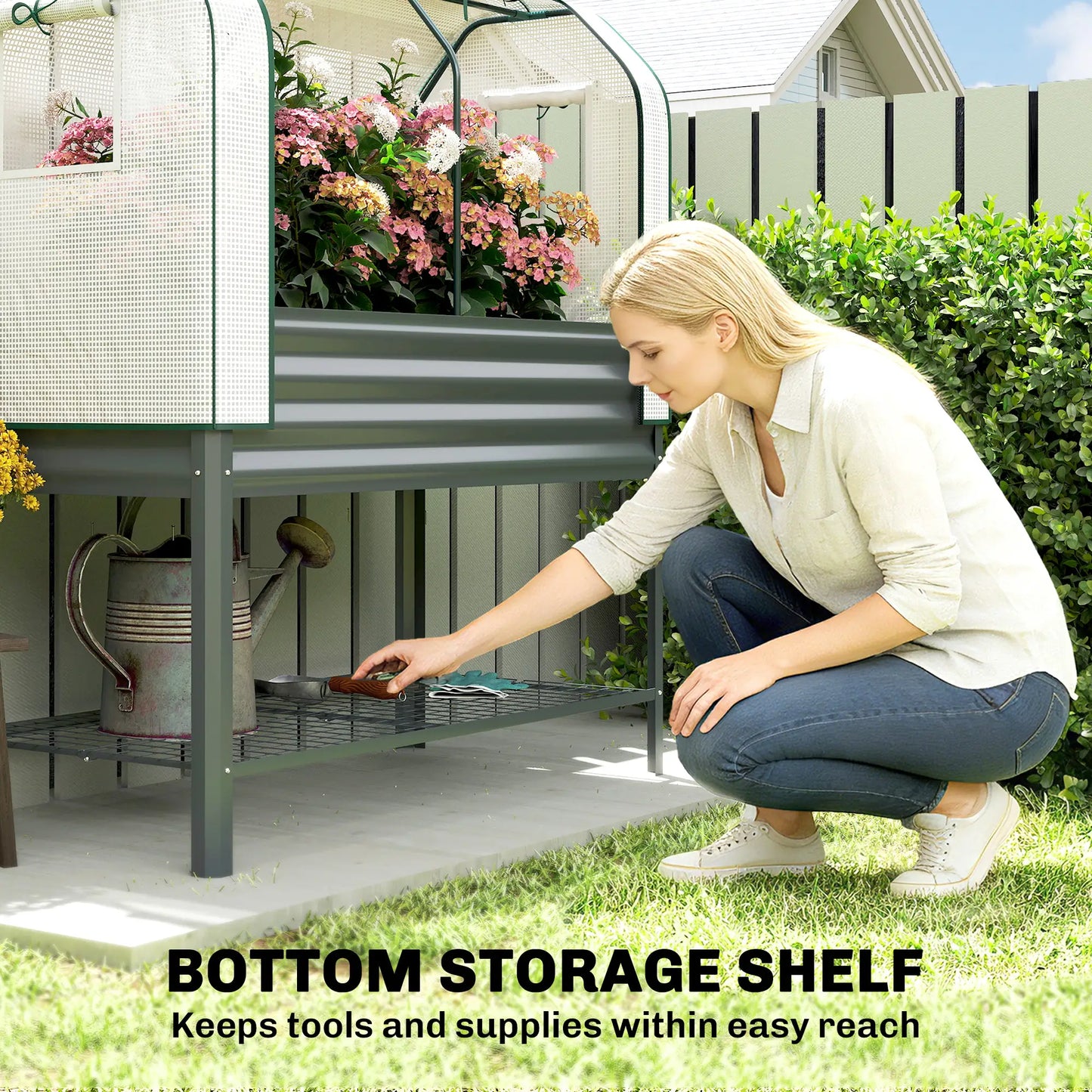 Galvanised Raised Garden Bed, Greenhouse Cover, Metal Planter Box, Dark Grey Elevated Garden Beds at Gallery Canada