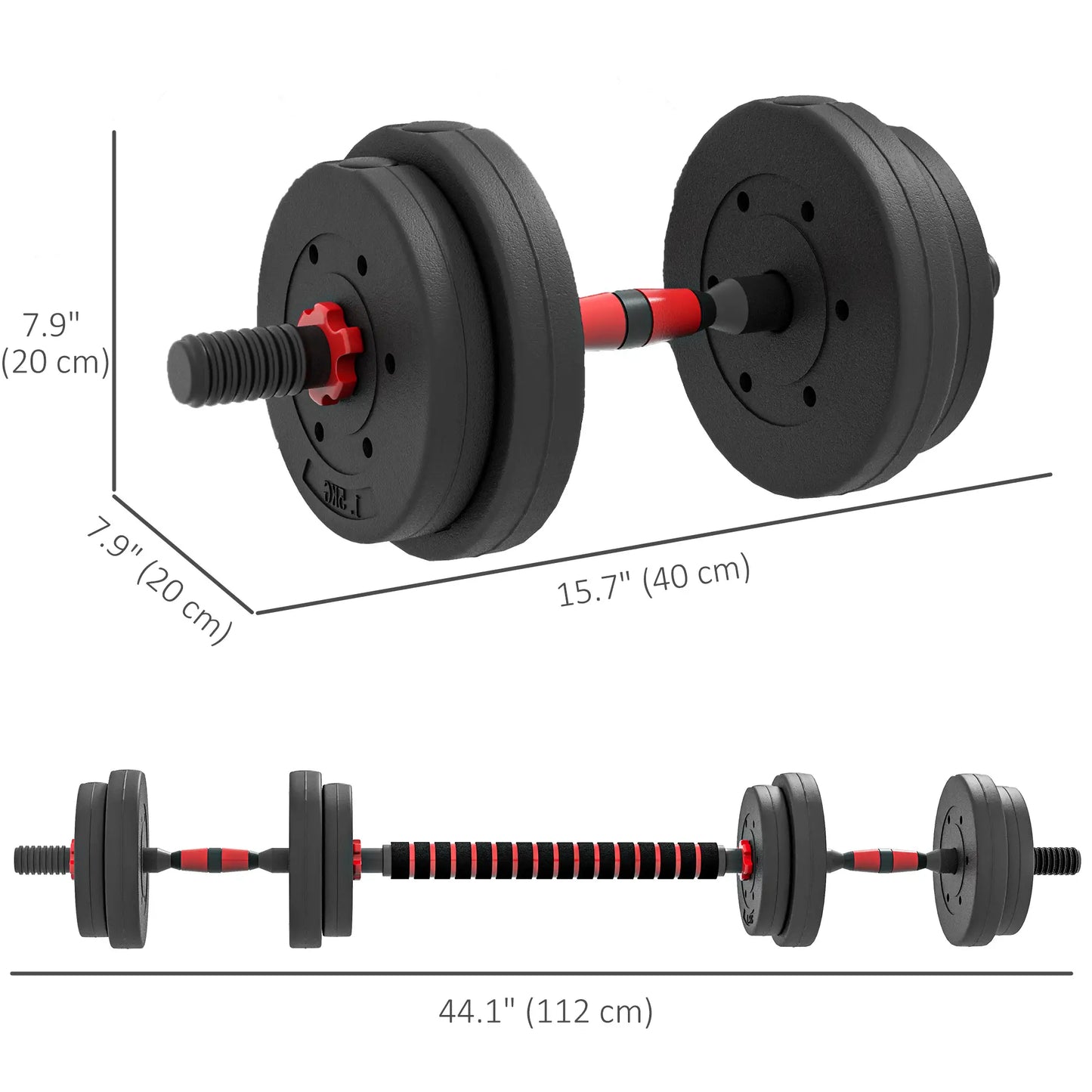 33lbs Adjustable Dumbbell Set, Hand Weights for Fitness, Black and Red Dumbbells & Barbells at Gallery Canada
