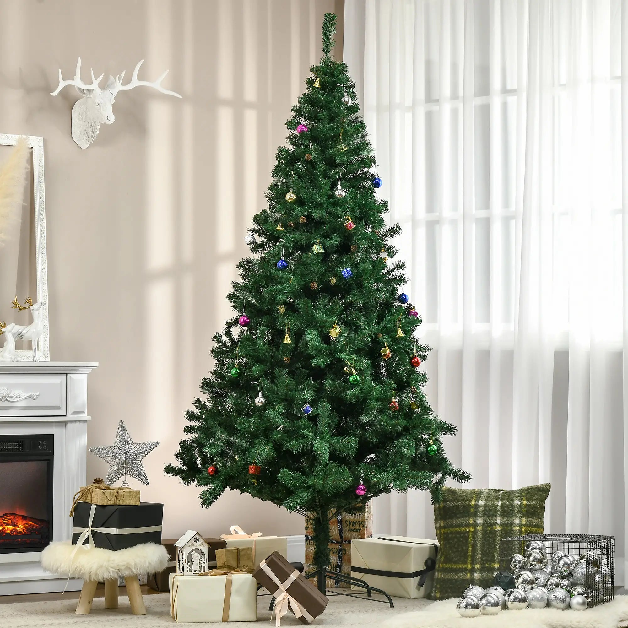 7ft Artificial Christmas Tree, Holiday Party Decoration, Green Artificial Christmas Trees at Gallery Canada