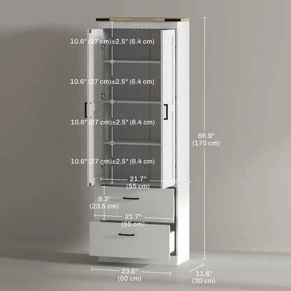 67" Tall Kitchen Pantry Cabinet, Doors, Drawers, Adjustable Shelves, Cream White Kitchen Pantry Cabinets at Gallery Canada