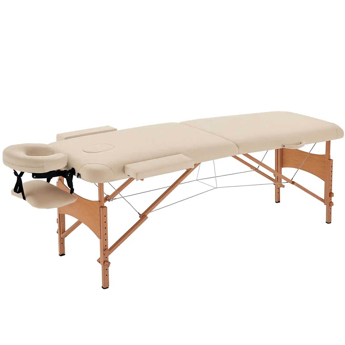 Height Adjustable Salon Spa Facial Couch, Folding Massage Table, Beige