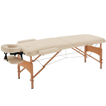 Height Adjustable Salon Spa Facial Couch, Folding Massage Table, Beige
