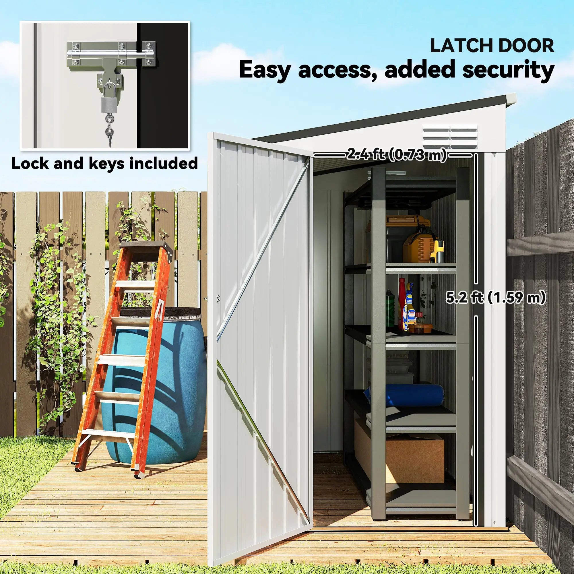 4.3' x 6.3' Metal Outdoor Storage Shed With Lockable Door, Dark Grey Sheds at Gallery Canada