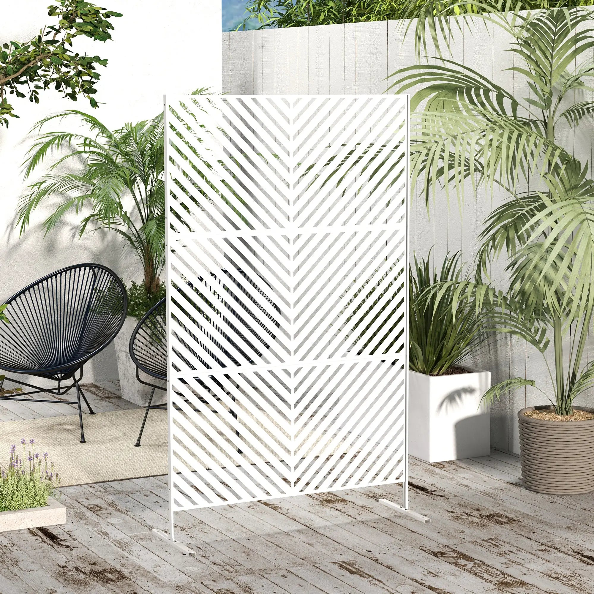 6.5FT Metal Privacy Screen, Triangle Style, White Side Awnings at Gallery Canada