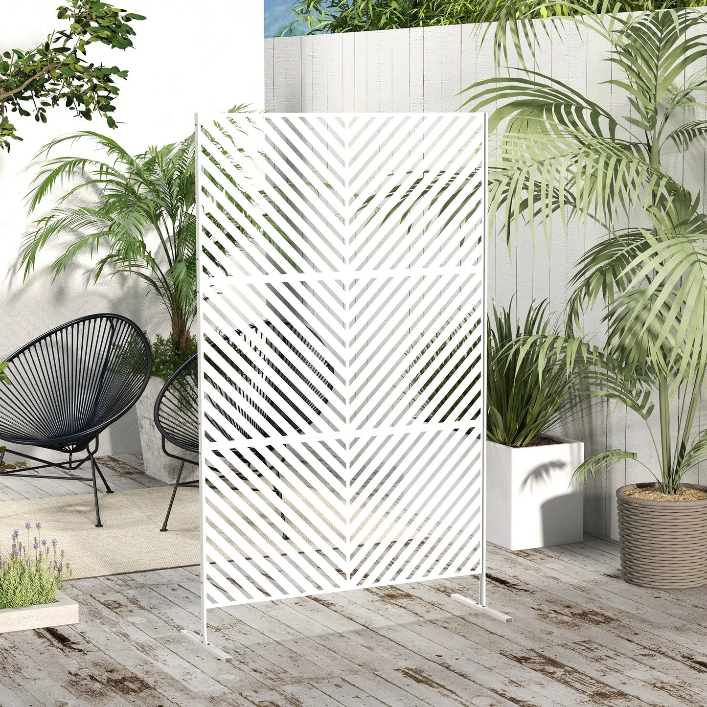 6.5FT Metal Privacy Screen, Triangle Style, White Side Awnings at Gallery Canada