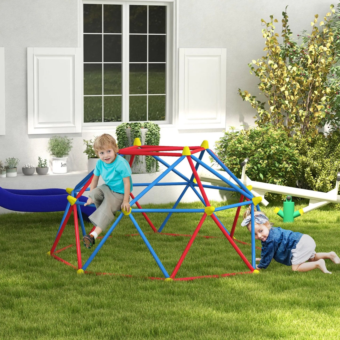 6 FT Climbing Dome Jungle Gym, UV-Resistant Steel, 396 lbs, Ages 3-8, Rust Gym Sets & Swings at Gallery Canada