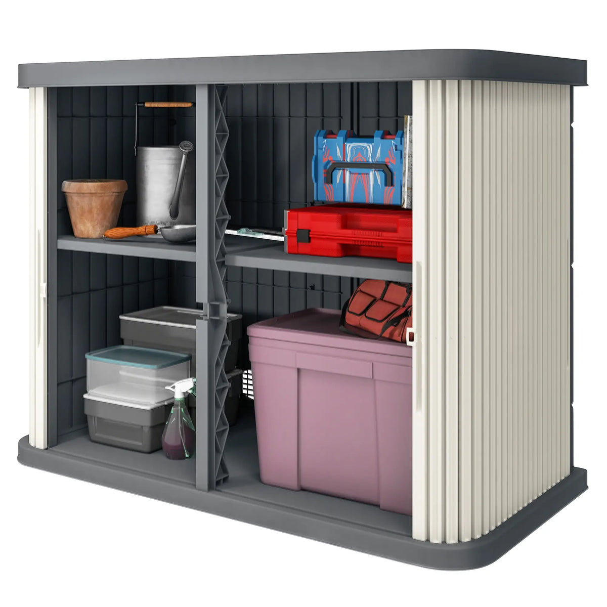 Armoire de rangement extérieure de 127 gallons, gris