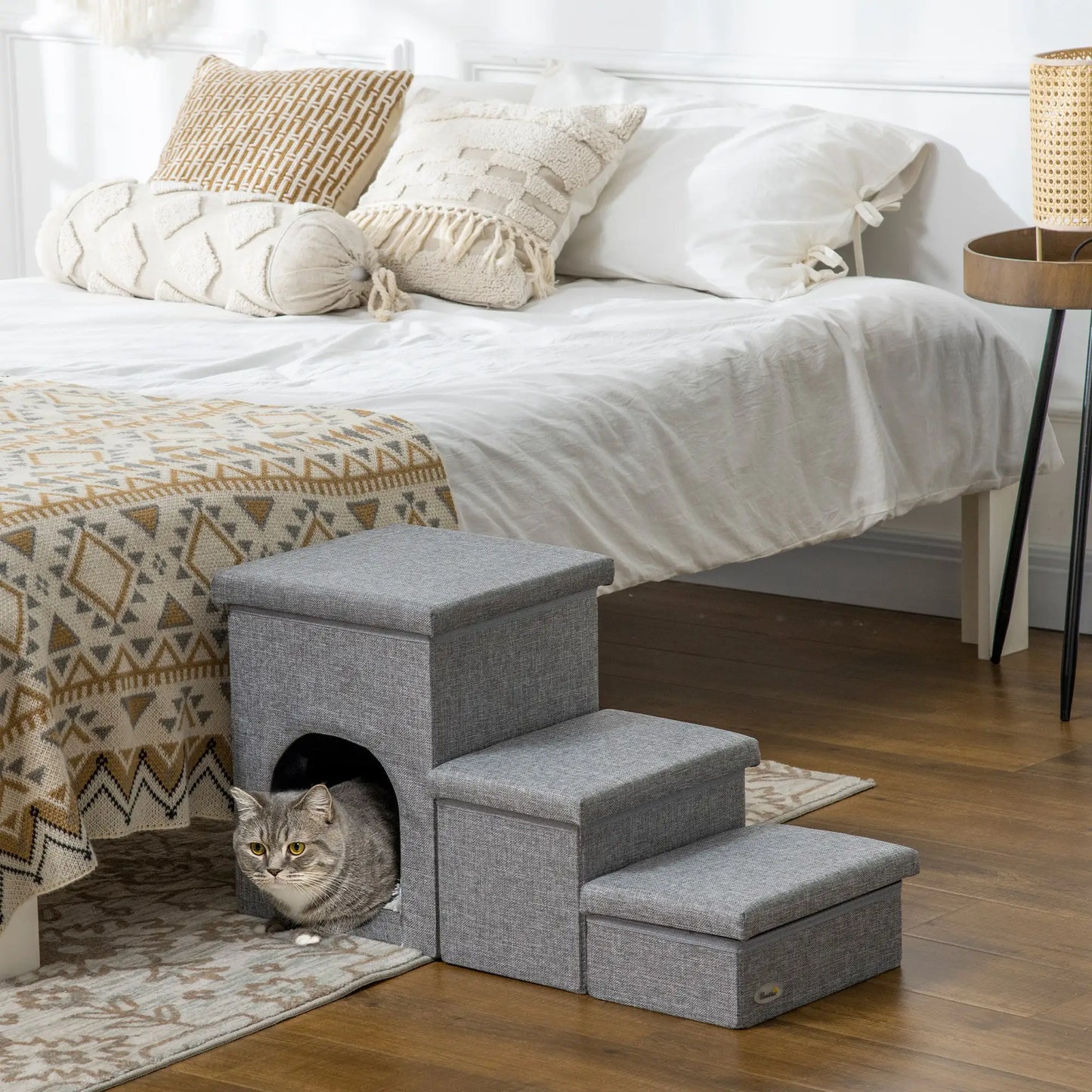 3-Step Dog Ramp with Storage, Washable Plush Cushion Dog Stairs at Gallery Canada