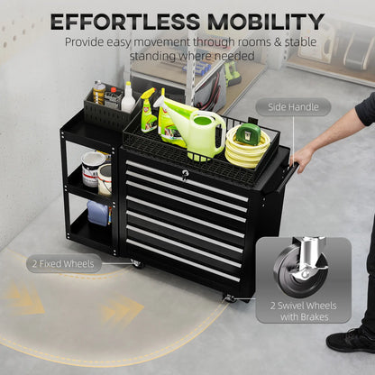 7-Drawer Rolling Tool Chest, Lockable Cabinet, Black Tool Organizers at Gallery Canada