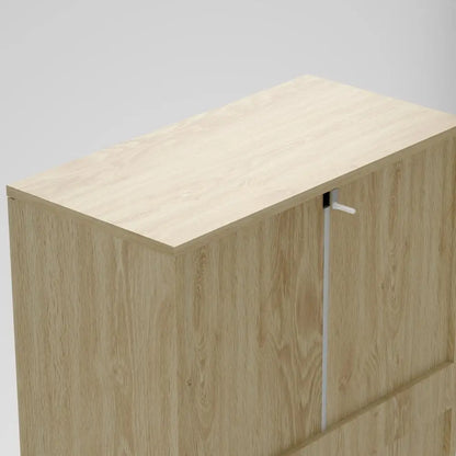 67" Tall Kitchen Pantry, Freestanding Cabinet, 4 Rattan Doors, Adjustable Shelves, Oak Storage Cabinets at Gallery Canada