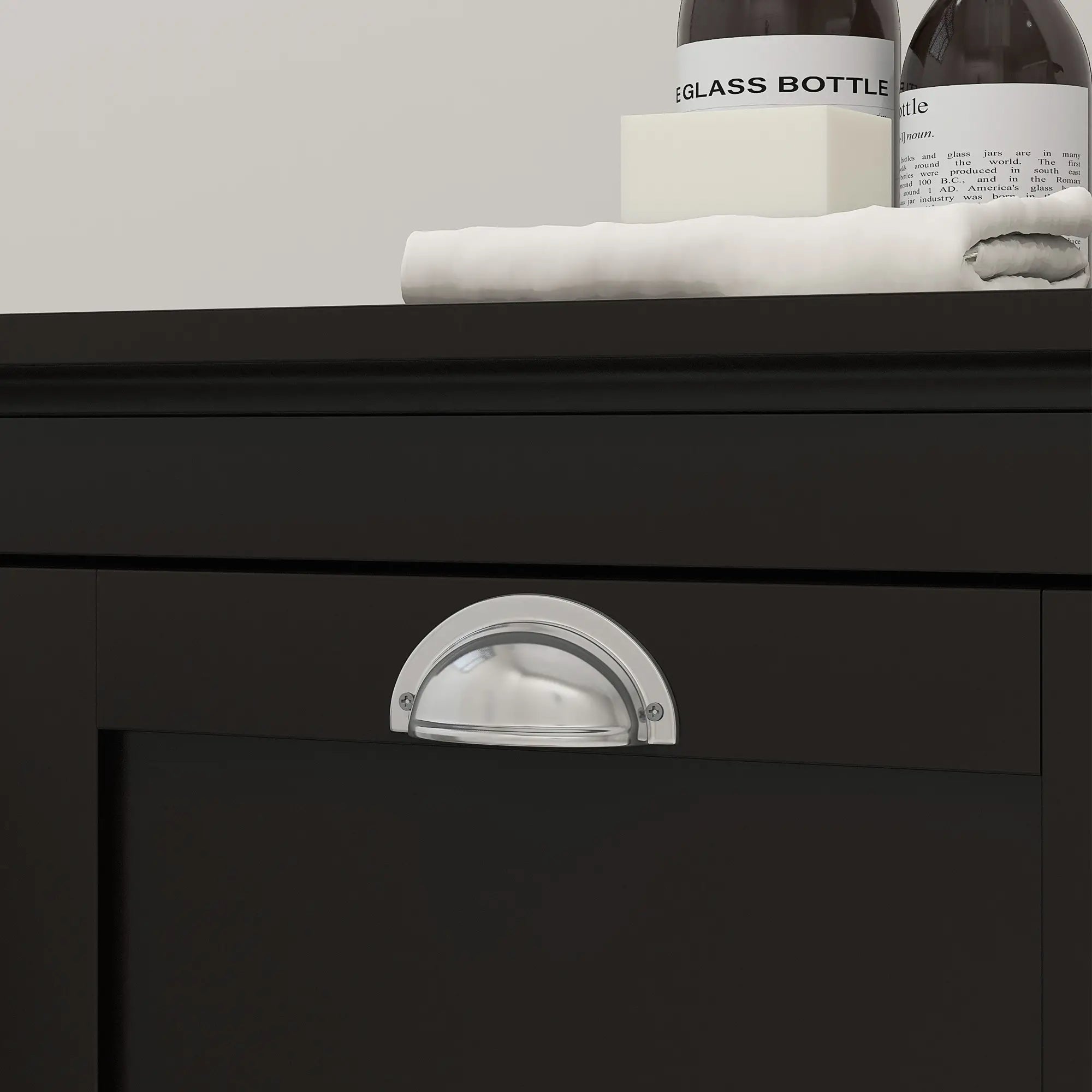 Tilt-Out Laundry Cabinet, Bathroom Organizer with Two-Compartment Hamper, Black Bathroom Cabinets at Gallery Canada