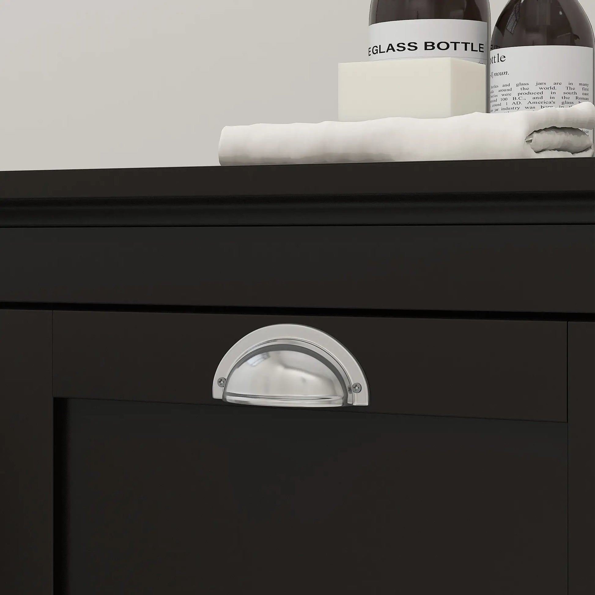 Tilt-Out Laundry Cabinet, Bathroom Organizer with Two-Compartment Hamper, Black Bathroom Cabinets at Gallery Canada
