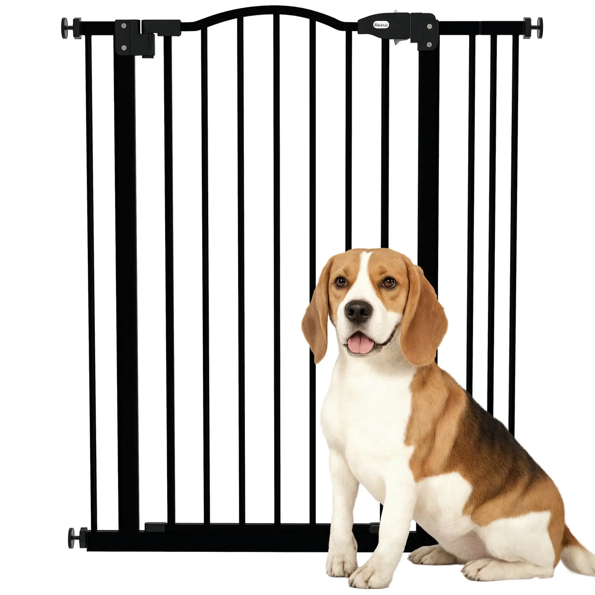 Barrière pour chien extra haute avec porte, ajustement par pression, fermeture automatique, 29-34 pouces, noir
