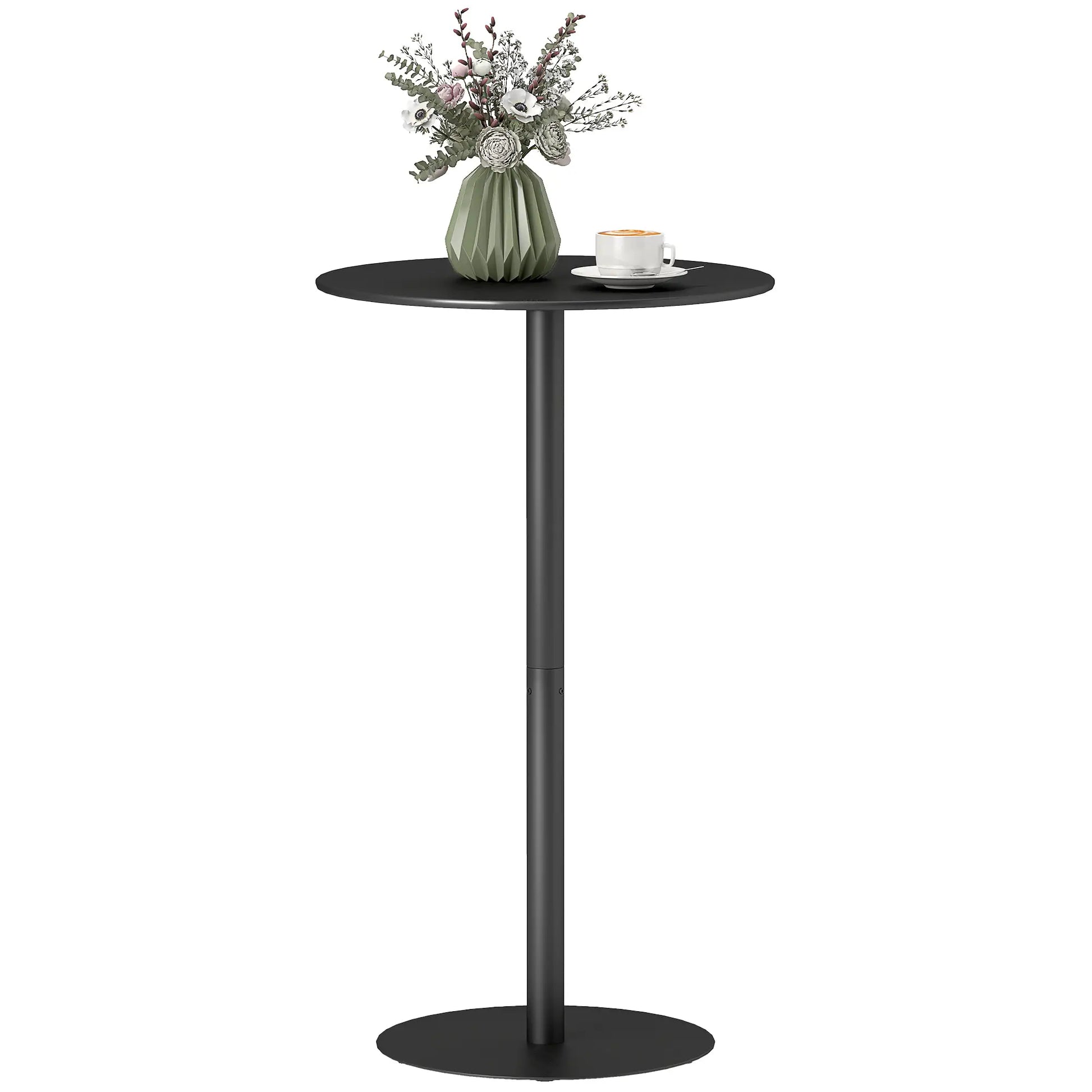 Round Bar Table for 2, Steel Frame, Easy Assembly, Black Bar Tables Black at Gallery Canada