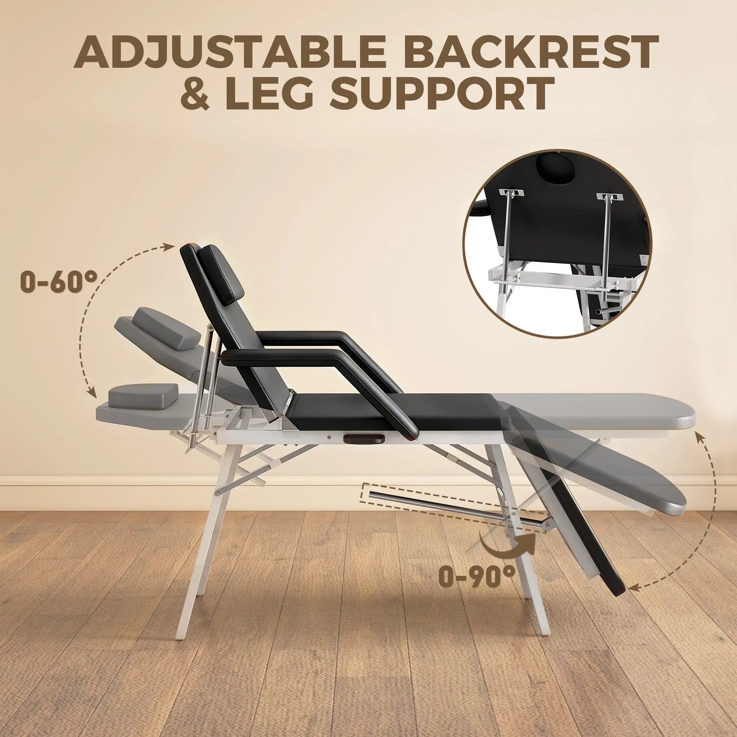 Table de massage pliante portable, noire