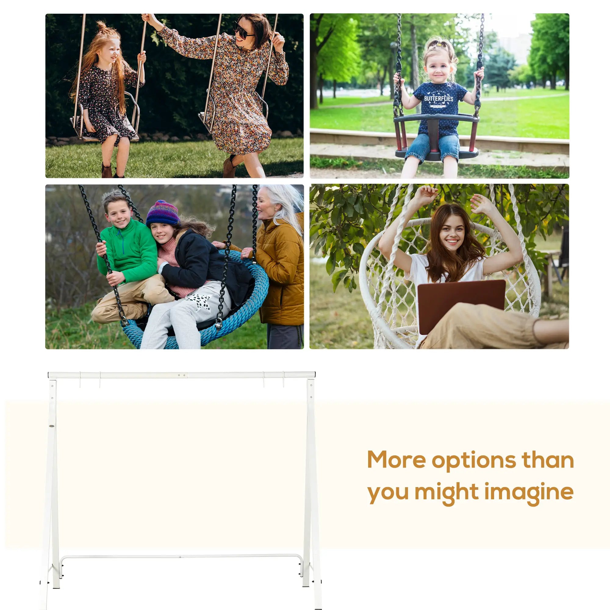 Metal Swing Stand, Hanging Chair Frame, 528 LBS, Backyard, Patio, Lawn, White Hammock Stands at Gallery Canada