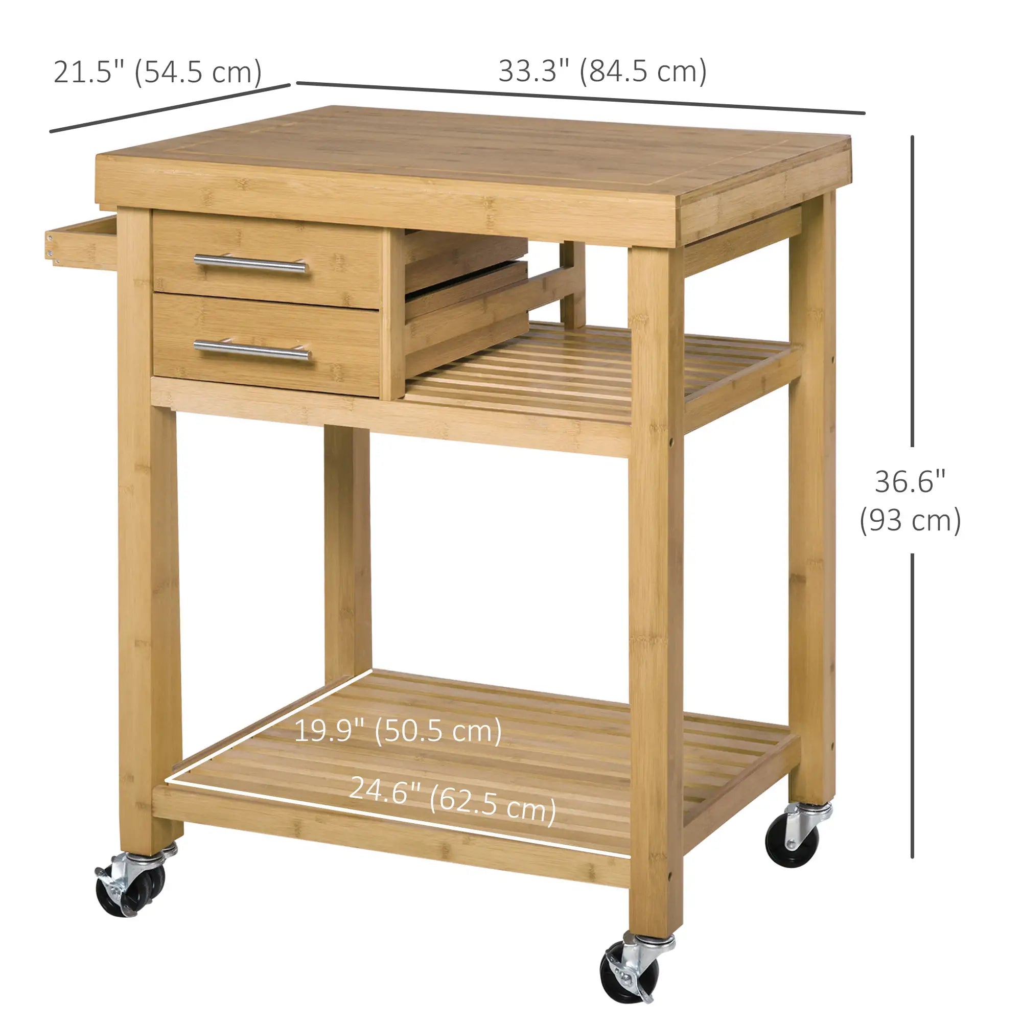 Bamboo Rolling Kitchen Island, Drawers, Shelves Kitchen Islands & Kitchen Carts at Gallery Canada