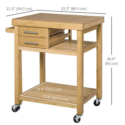 Bamboo Rolling Kitchen Island, Drawers, Shelves Kitchen Islands & Kitchen Carts at Gallery Canada