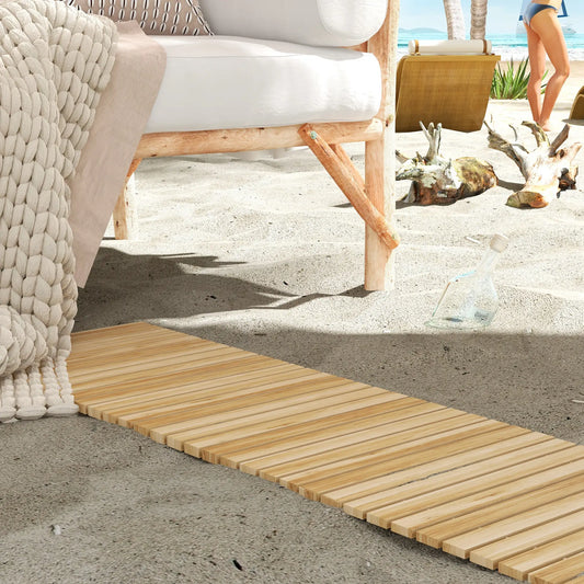 47" Wooden Garden Pathway, Outdoor Roll Out Walkway, Natural Wood Finish Garden Decor Natural at Gallery Canada