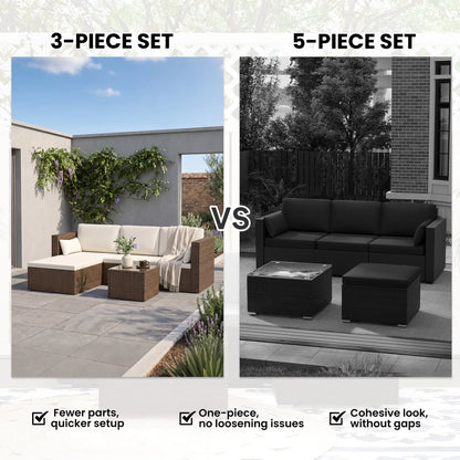 Modern Rattan Sofa Set, 3pcs, Wicker Patio Furniture with Coffee Table Patio Furniture Sets at Gallery Canada