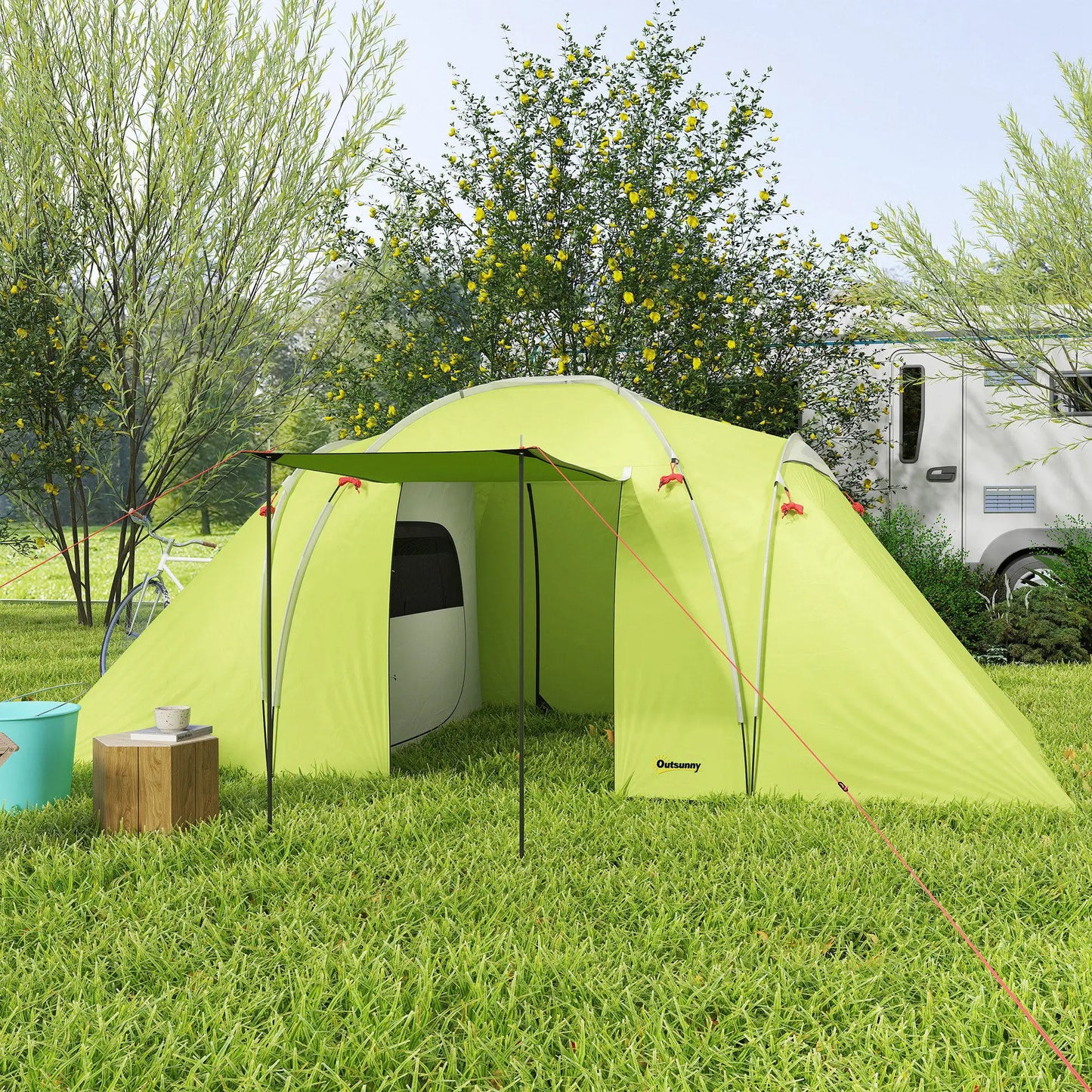 4-6 Person Camping Tent, 2000mm Waterproof, 2 Bedrooms, Living Area Camping Tents at Gallery Canada