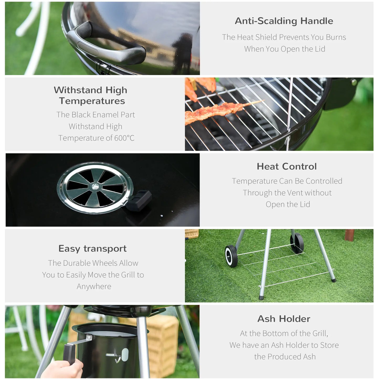 Portable Kettle Charcoal Grill, Outdoor BBQ Barbecue Charcoal BBQ Grils at Gallery Canada