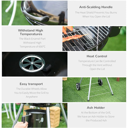 Portable Kettle Charcoal Grill, Outdoor BBQ Barbecue Charcoal BBQ Grils at Gallery Canada