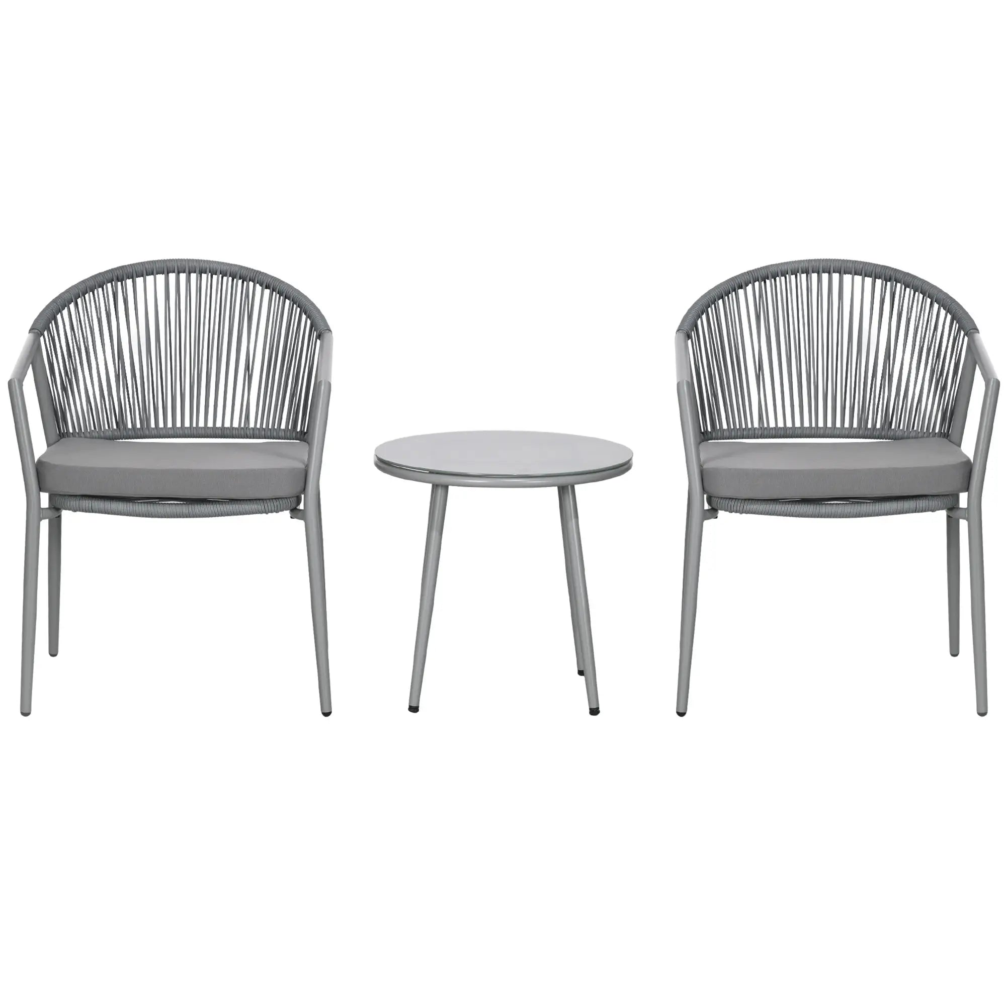3-Piece Rattan Bistro Set, 2 Armchairs And Coffee Table, Grey Patio Furniture Sets Grey at Gallery Canada