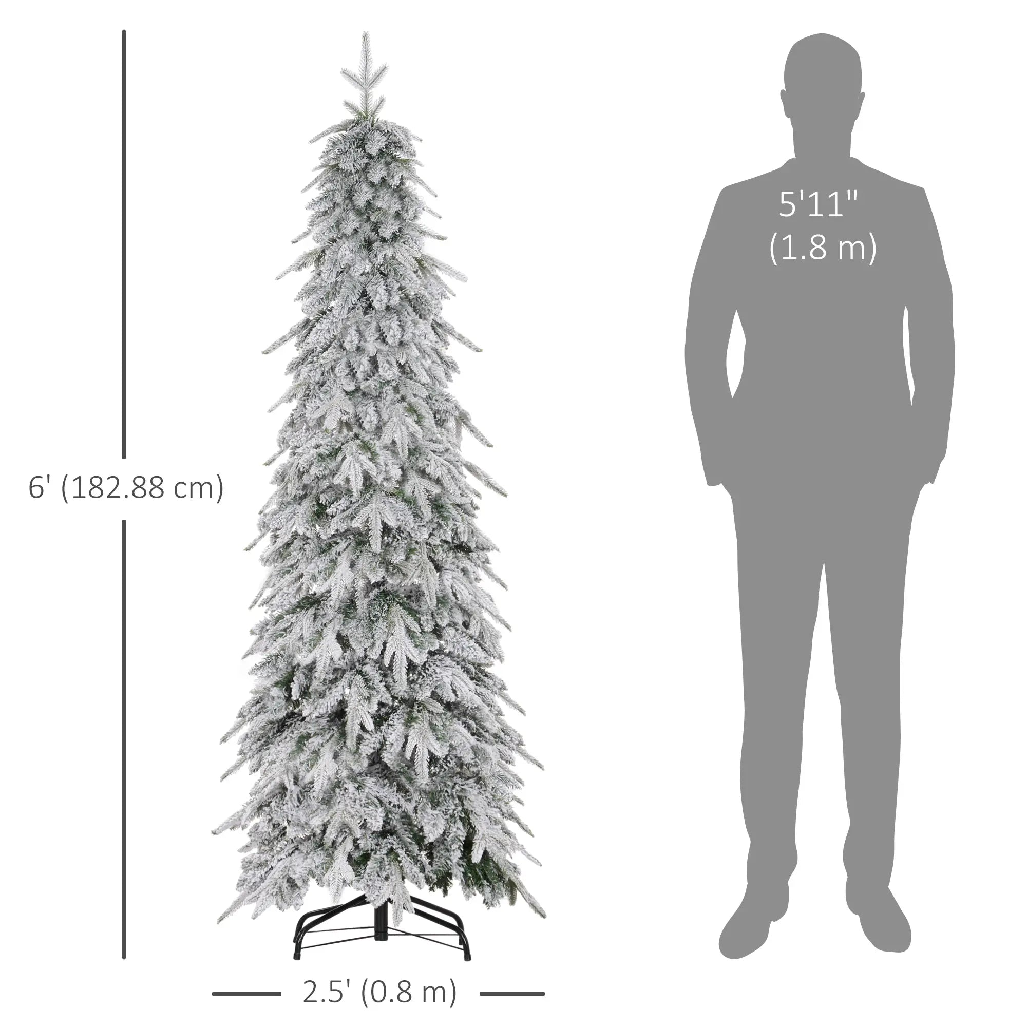 6ft Flocked Artificial Christmas Tree, 600 Tips, Auto Open, Steel Base, Green Flocked Christmas Trees at Gallery Canada