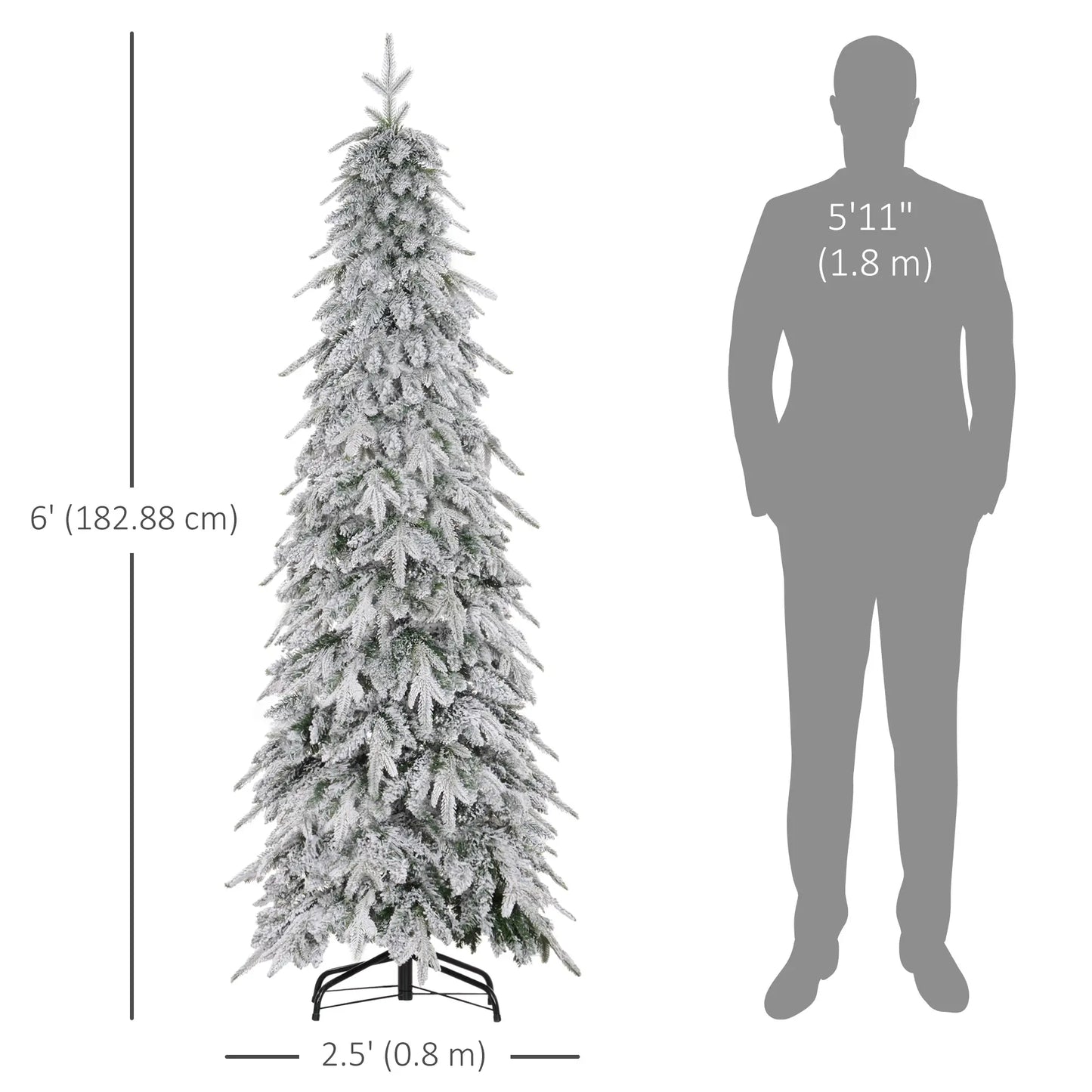 6ft Flocked Artificial Christmas Tree, 600 Tips, Auto Open, Steel Base, Green Flocked Christmas Trees at Gallery Canada