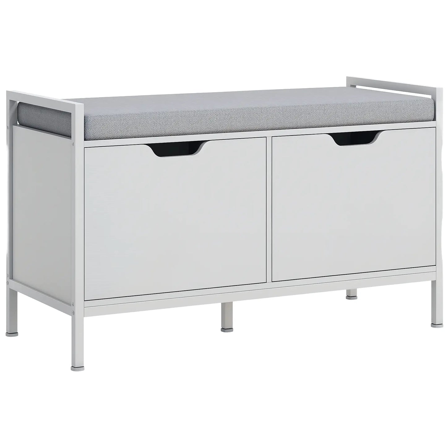 Shoe Storage Bench with Seat Cushion, Hallway Cabinet, 352lbs, White Shoe Storage Cabinets & Racks at Gallery Canada
