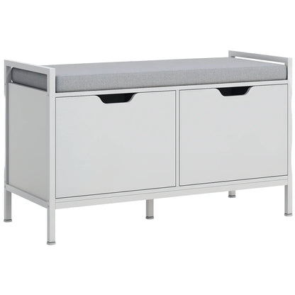 Shoe Storage Bench with Seat Cushion, Hallway Cabinet, 352lbs, White Shoe Storage Cabinets & Racks at Gallery Canada