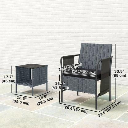 3 Piece Wicker Patio Furniture Set, Side Pockets, Mesh Seat, Black Bistro Sets at Gallery Canada