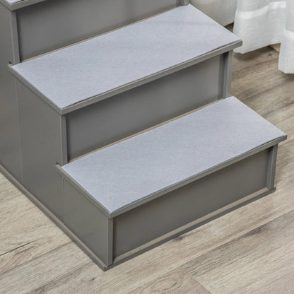 Dog Pet Stairs for Bed, Cat Ladder for Couch, Non-Slip Carpet, 15.7" x 23.2" x 21.3", Grey Dog Stairs at Gallery Canada