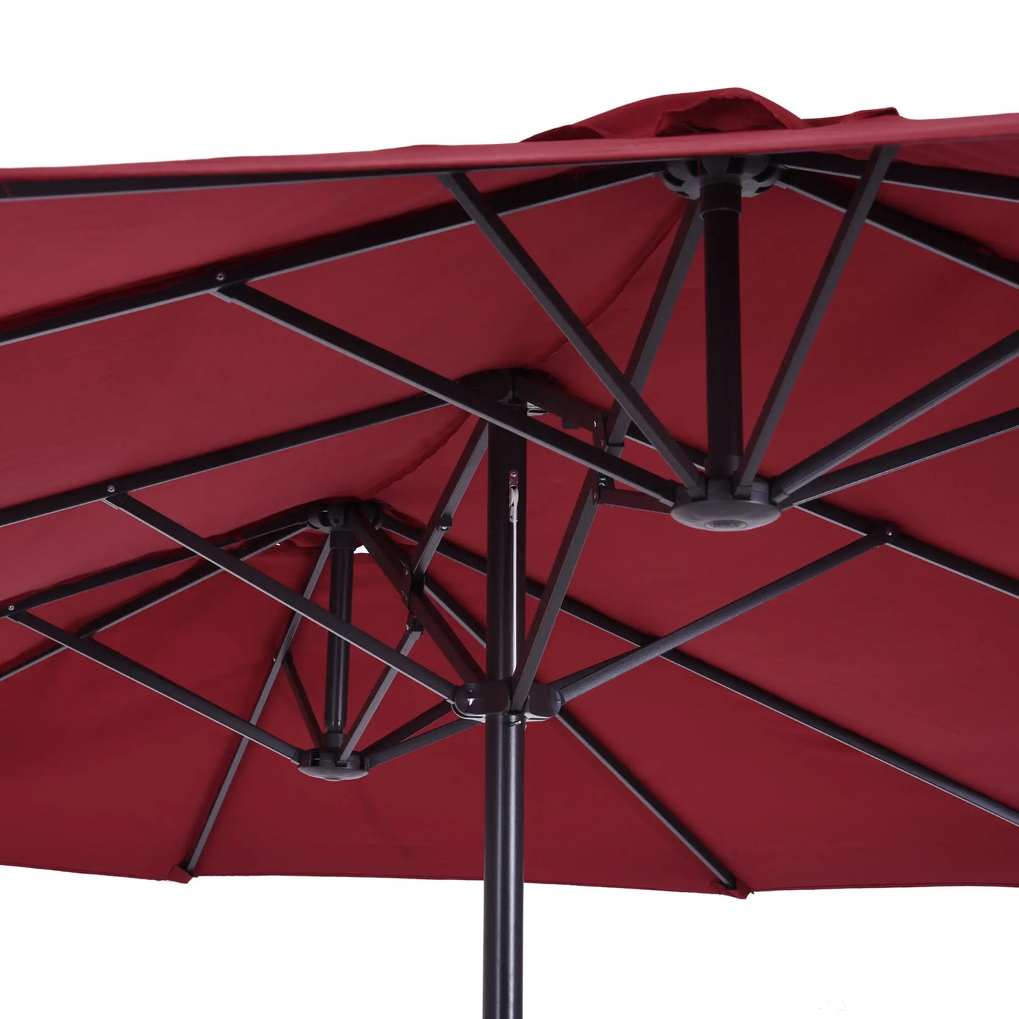 15ft Double-Sided Patio Umbrella, Twin Canopy, Wine Red, Red Sun Umbrellas at Gallery Canada