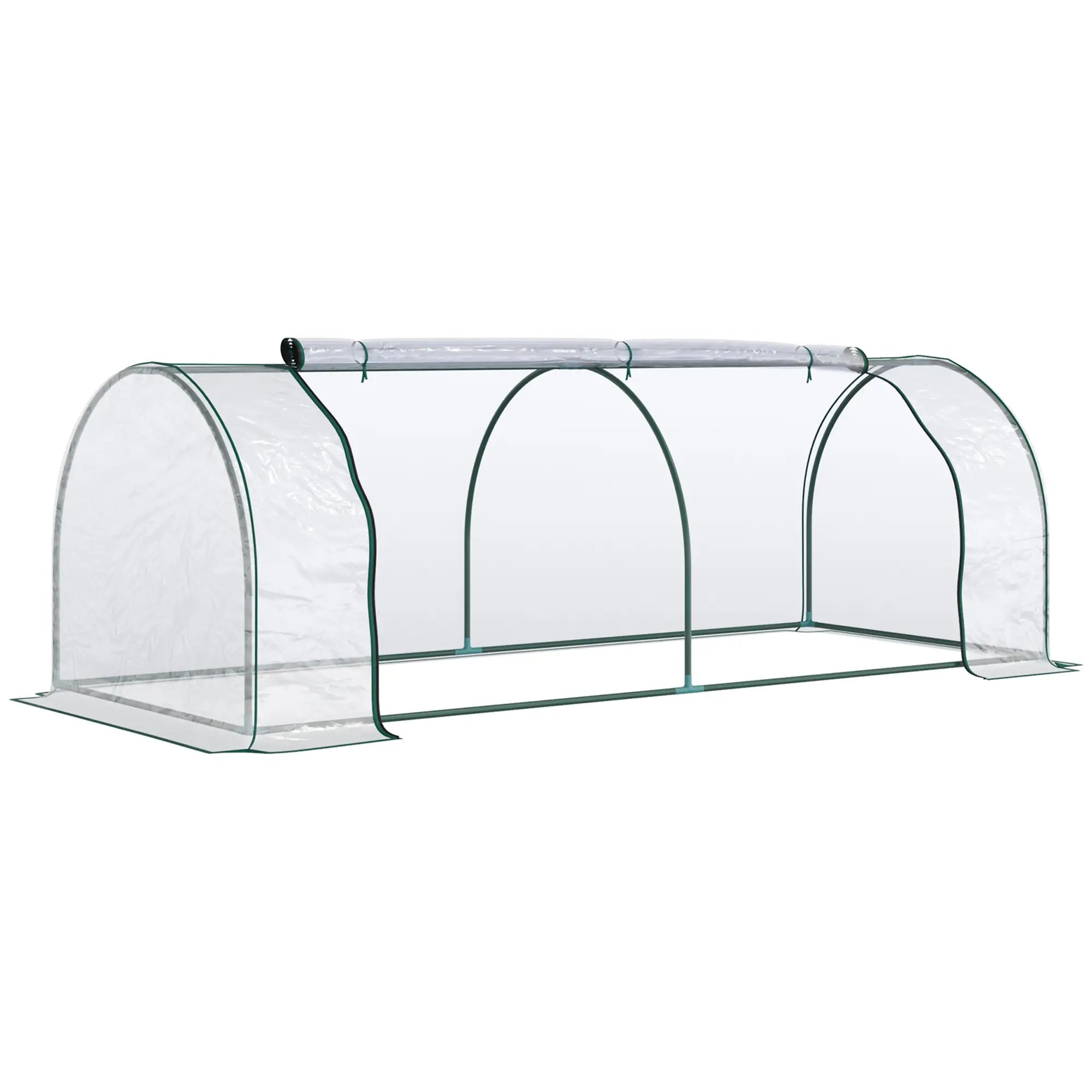8' x 3' x 2.6' Mini Greenhouse, Portable with Zippered Doors, Clear Mini Greenhouses Dark Green and Transparent at Gallery Canada