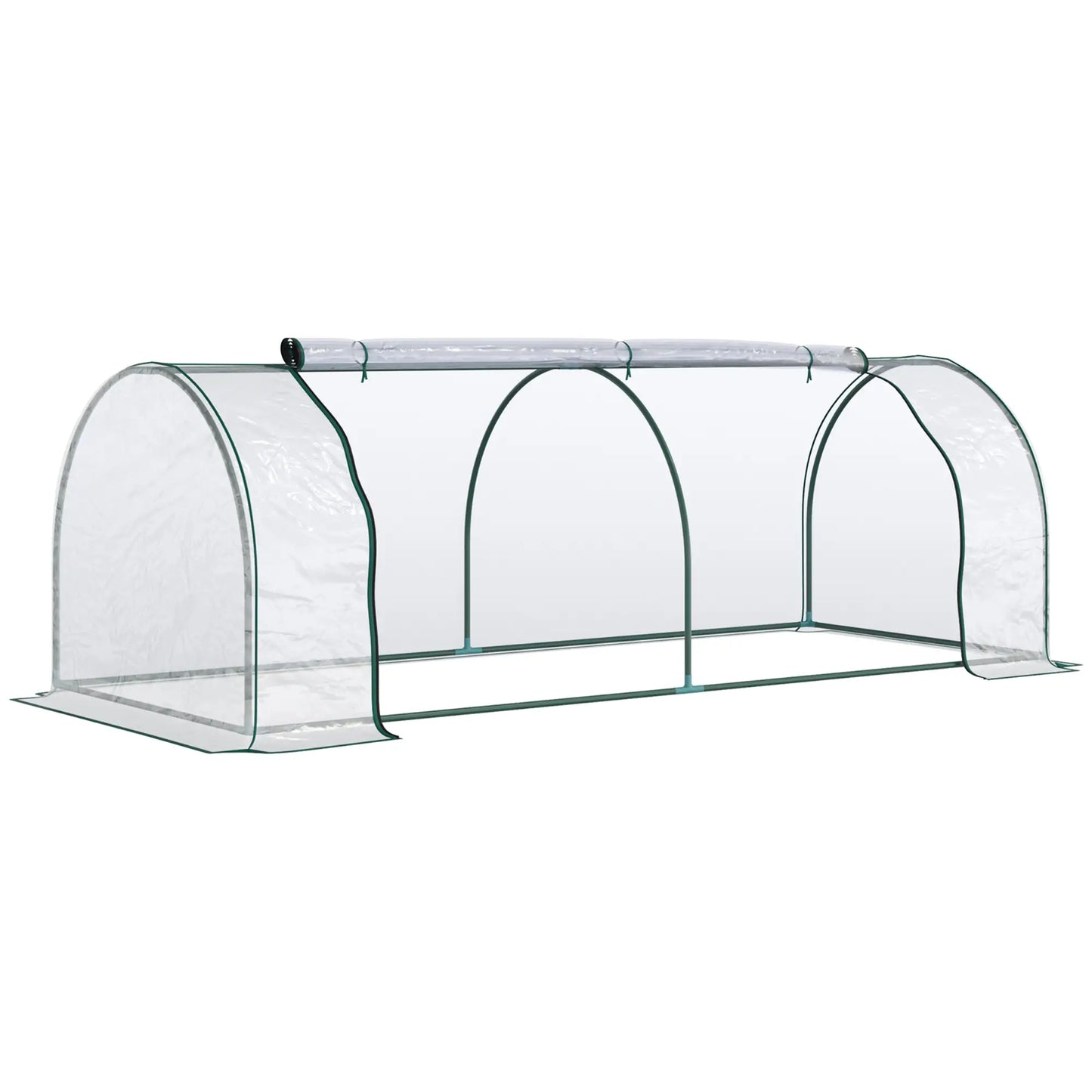 8' x 3' x 2.6' Mini Greenhouse, Portable with Zippered Doors, Clear Mini Greenhouses Dark Green and Transparent at Gallery Canada
