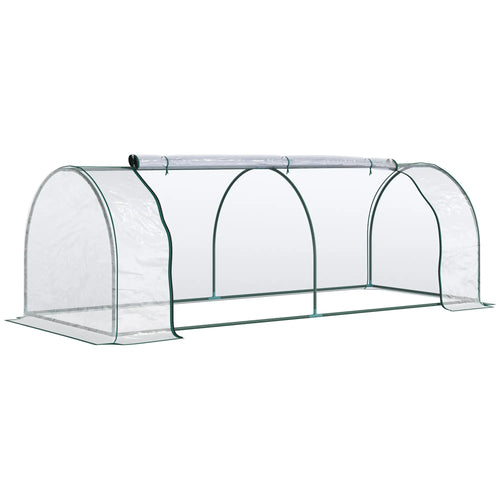 8' x 3' x 2.6' Mini Greenhouse, Portable with Zippered Doors, Clear