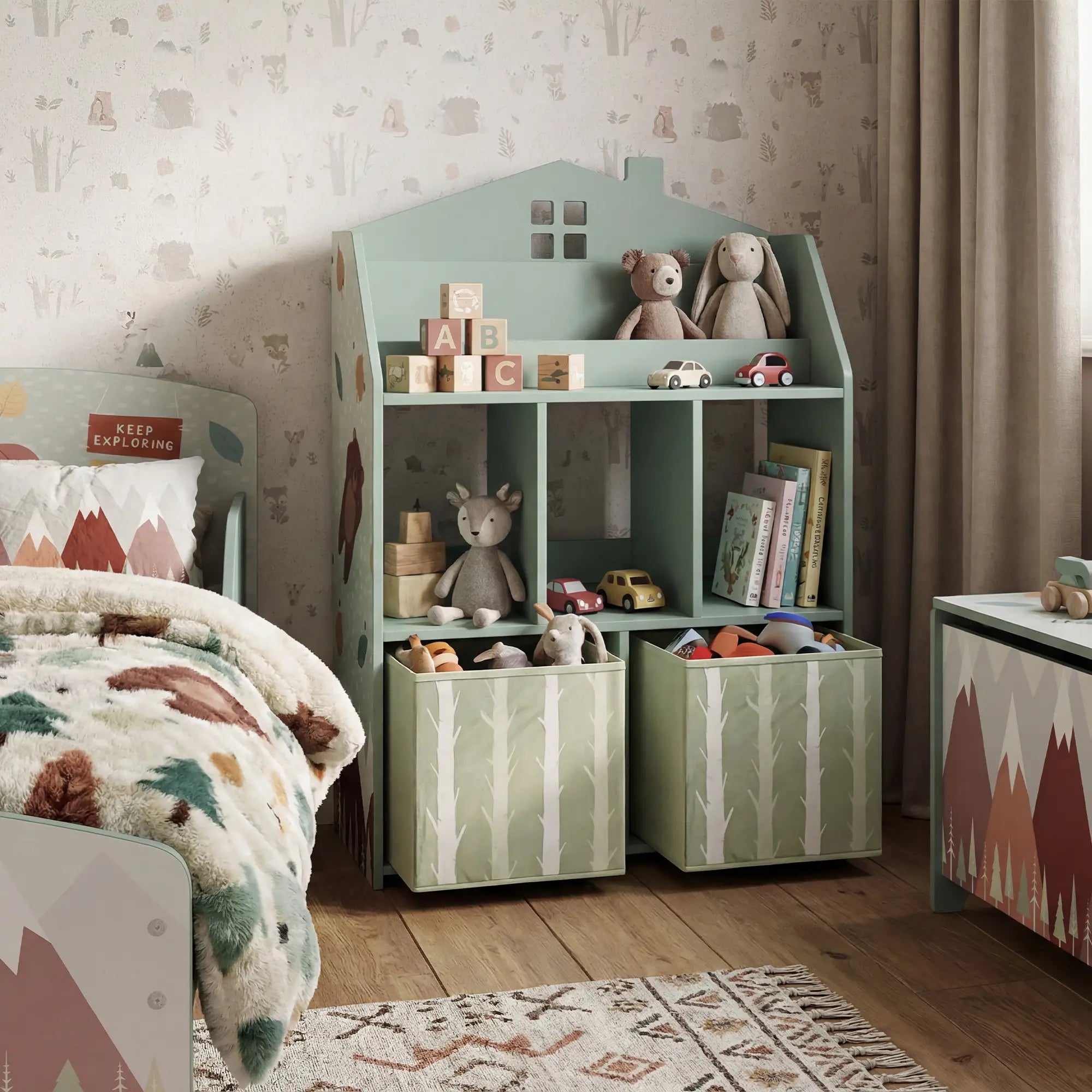 Kids Bookshelf With Storage, Toy Storage Unit, Green Baby & Kids Storage at Gallery Canada