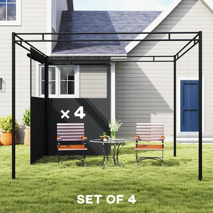 10' x 10' Gazebo Sidewall Set, 4 Panels, Windows, Doors, Dark Grey